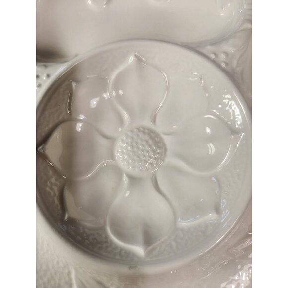 Vintage White Porcelain Artichoke Dishes With Floral Design Set of 2 - Picture 2 of 7